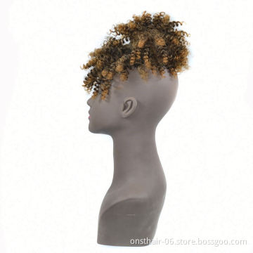 Drawstring Kinky Curly High Puff Ponytail Synthetic Hair Extensions African American Hair Ponytail With Bangs Short Wrap Clip